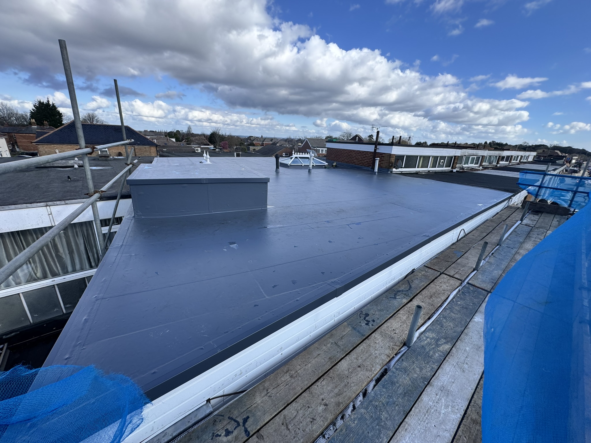 Completed Alwitra Evalon VSK roof over mixed-use premises in Wallisdown